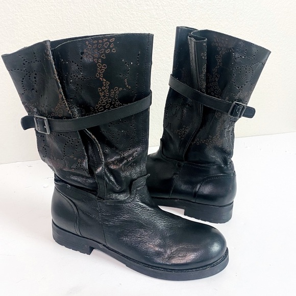 Bacio 61 Black Leather Prolisso Boots Size 8 - Picture 1 of 6